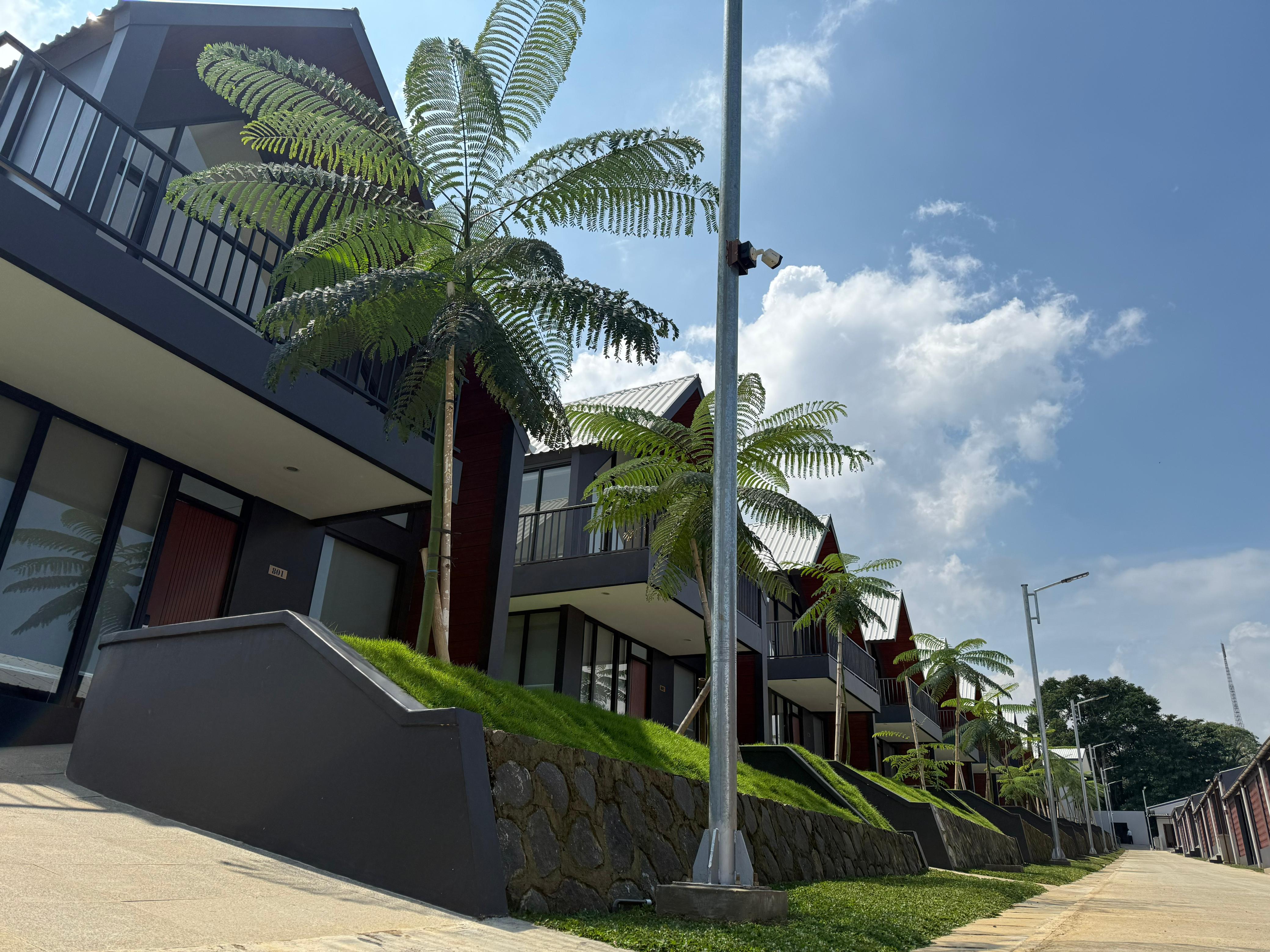 Side view of the bungalow showing architectural details