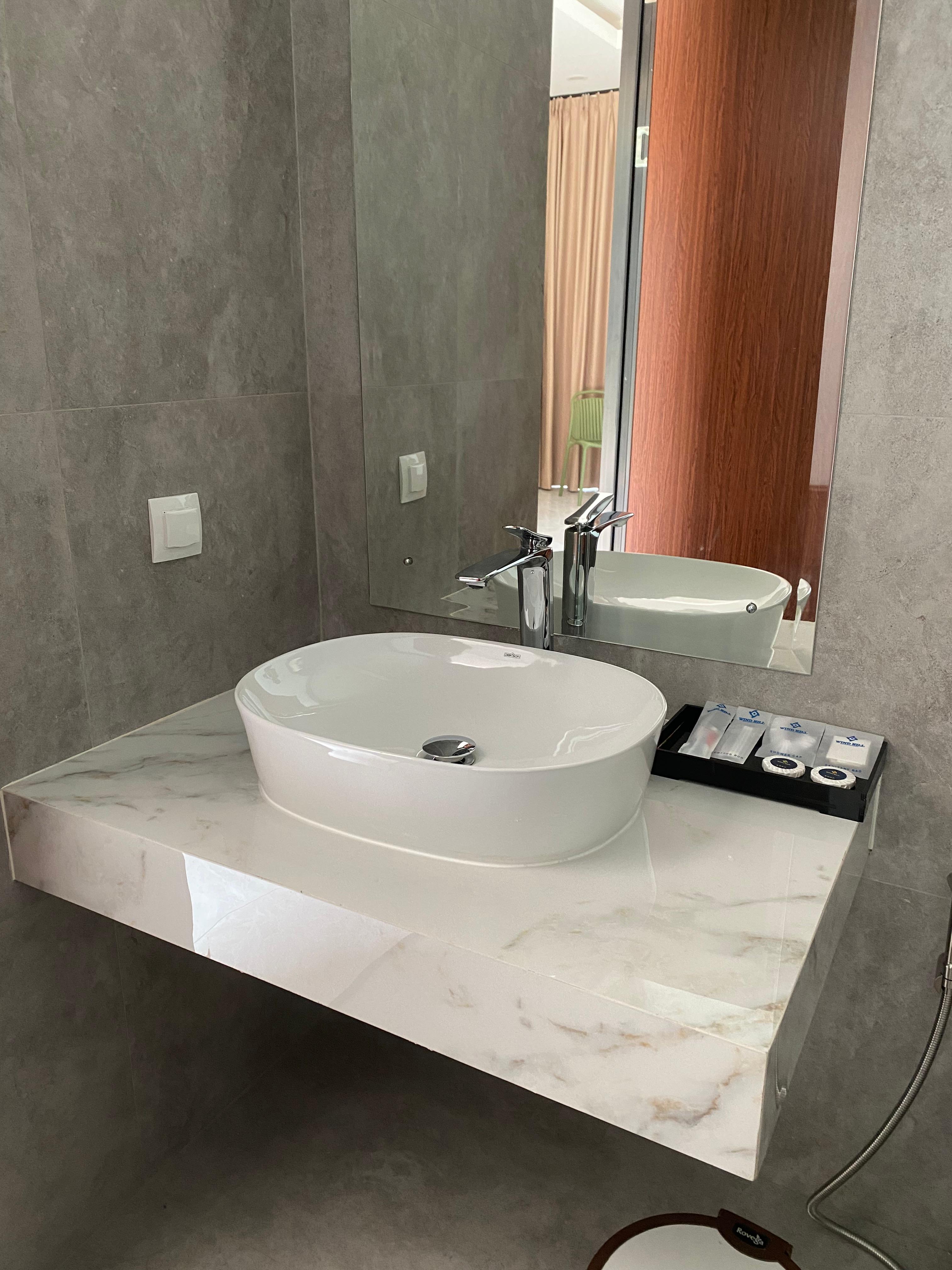 Elegant bathroom sink with premium amenities