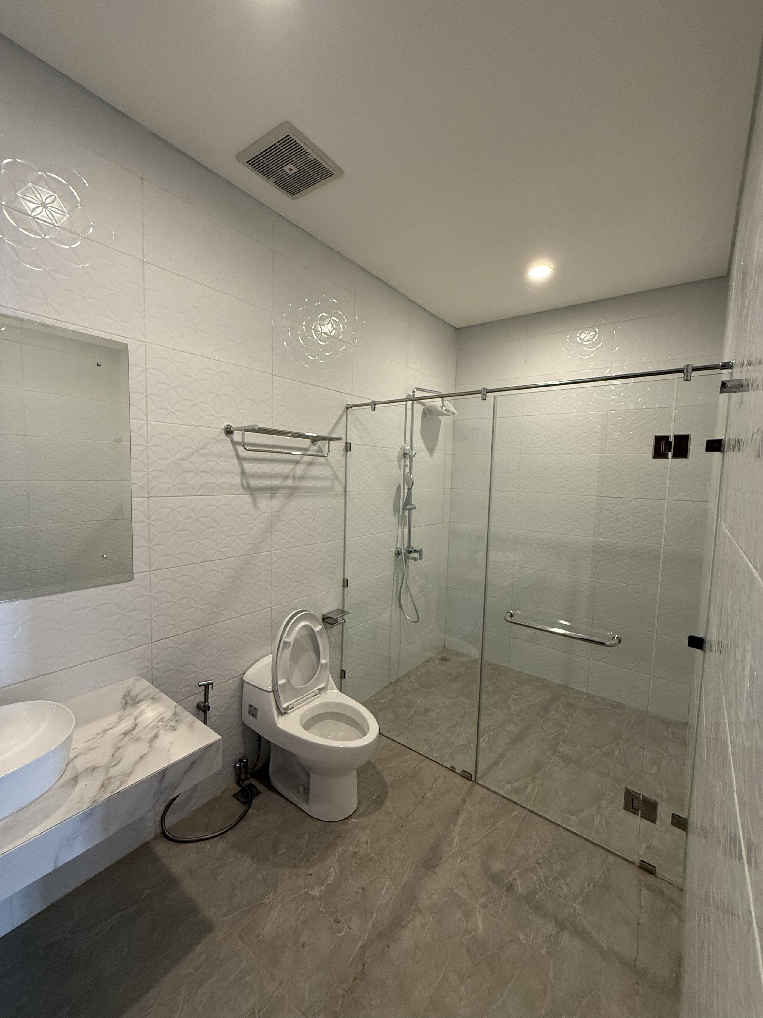 Modern bathroom with elegant fixtures and amenities